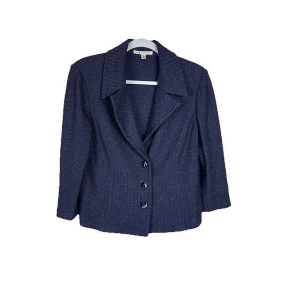 St. John Knit Sparkly Evening Blue Blazer Women's Size 12 - Picture 1 of 7